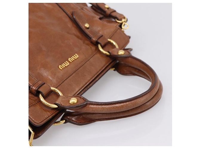 Miu Miu Matelasse Hand Bag Vitellolux 2way Brown Gold - vista 7