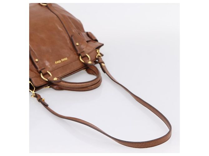 Miu Miu Matelasse Hand Bag Vitellolux 2way Brown Gold - vista 8
