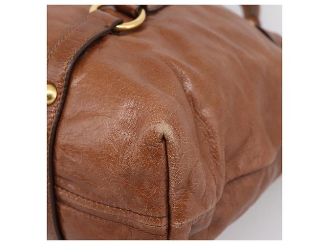 Miu Miu Matelasse Hand Bag Vitellolux 2way Brown Gold - vista 9