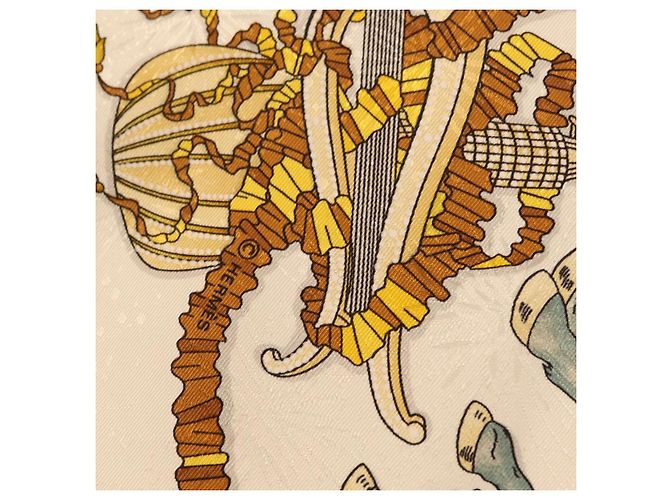 Hermès HERMES Carre 90 Scarf  LES FETES DU ROI SOLEIL  Silk White - vista 11