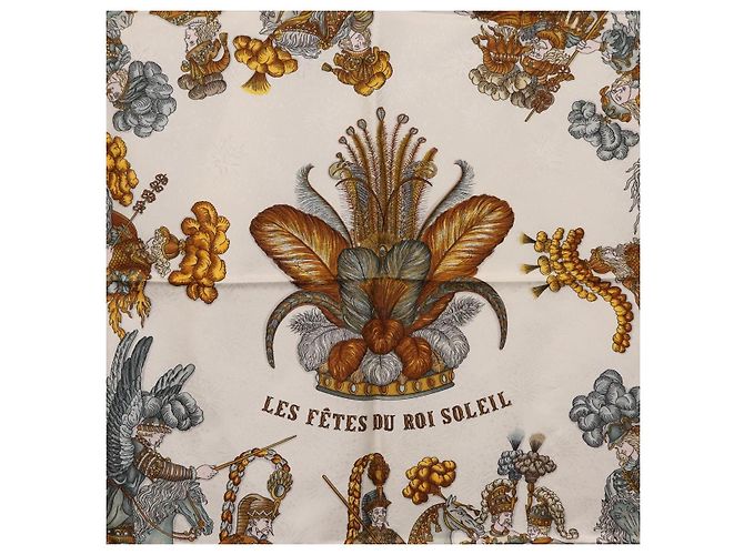 Hermès HERMES Carre 90 Scarf  LES FETES DU ROI SOLEIL  Silk White - vista 6