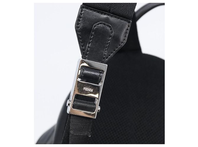 FENDI Monster Backpack Leather Nylon Black Silver - vista 16