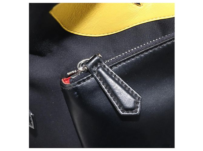 FENDI Monster Backpack Leather Nylon Black Silver - vista 29