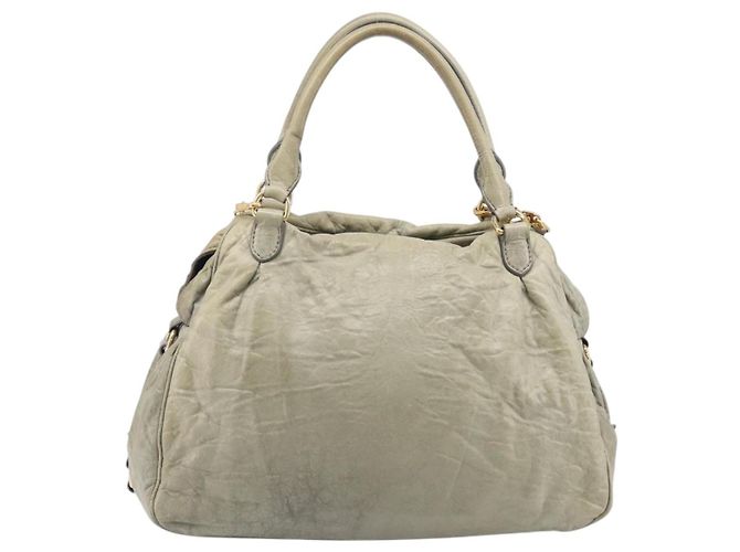 Miu Miu Hand Bag Leather 2way Beige Gold - vista 2
