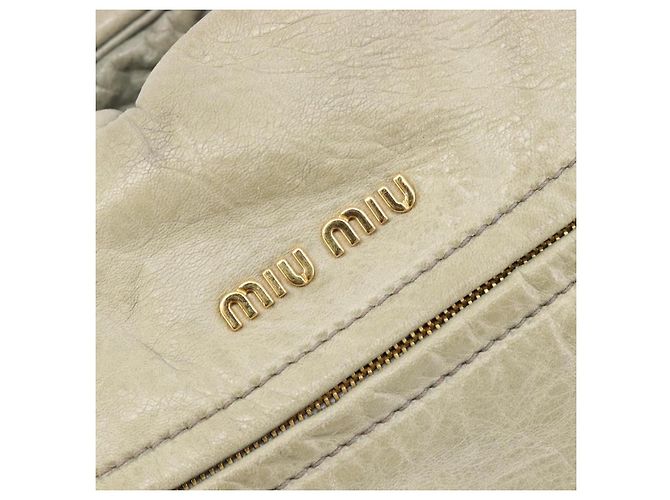 Miu Miu Hand Bag Leather 2way Beige Gold - vista 25