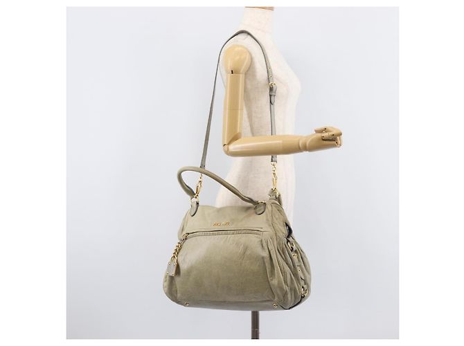 Miu Miu Hand Bag Leather 2way Beige Gold - vista 34