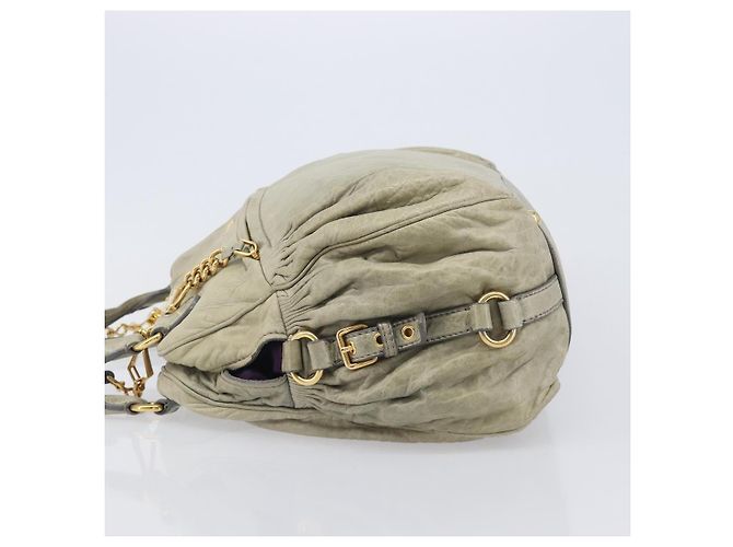 Miu Miu Hand Bag Leather 2way Beige Gold - vista 4