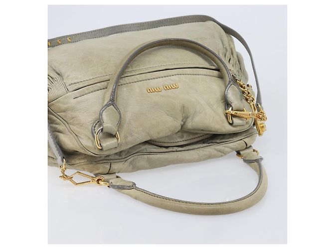 Miu Miu Hand Bag Leather 2way Beige Gold - vista 6