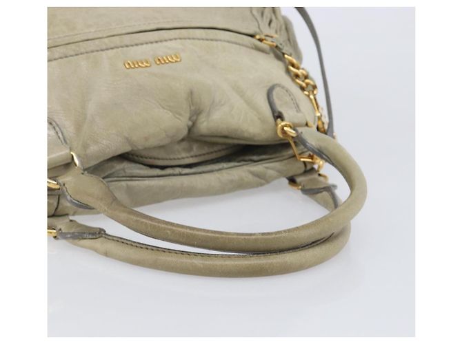 Miu Miu Hand Bag Leather 2way Beige Gold - vista 7