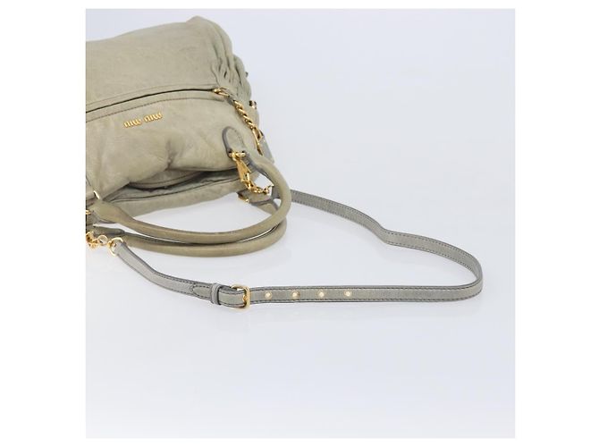 Miu Miu Hand Bag Leather 2way Beige Gold - vista 9