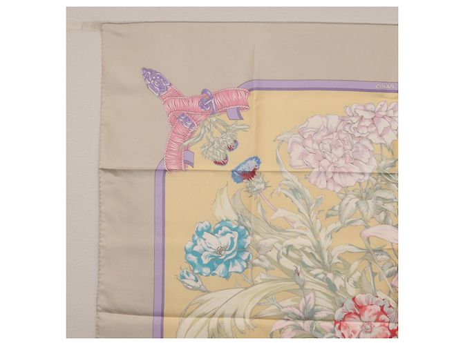 Hermès HERMES Carre 90 Scarf  LES TAMBOURS  Silk Yellow - vista 15