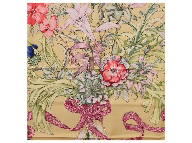 Hermès HERMES Carre 90 Scarf  LES TAMBOURS  Silk Yellow - vista 6