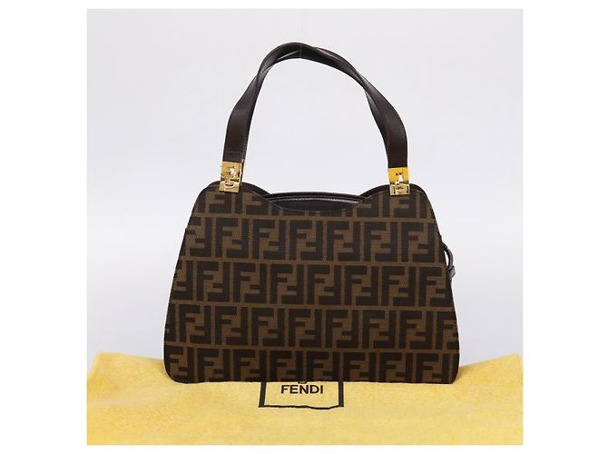 FENDI Zucca Canvas Hand Bag Black Gold Tone - vista 12