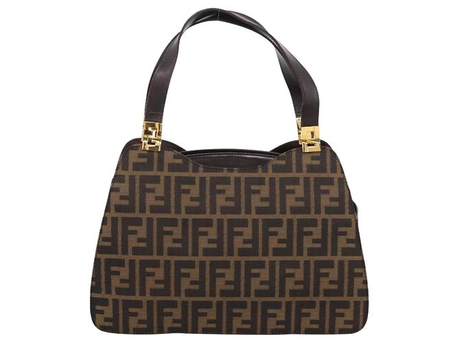 FENDI Zucca Canvas Hand Bag Black Gold Tone - vista 13