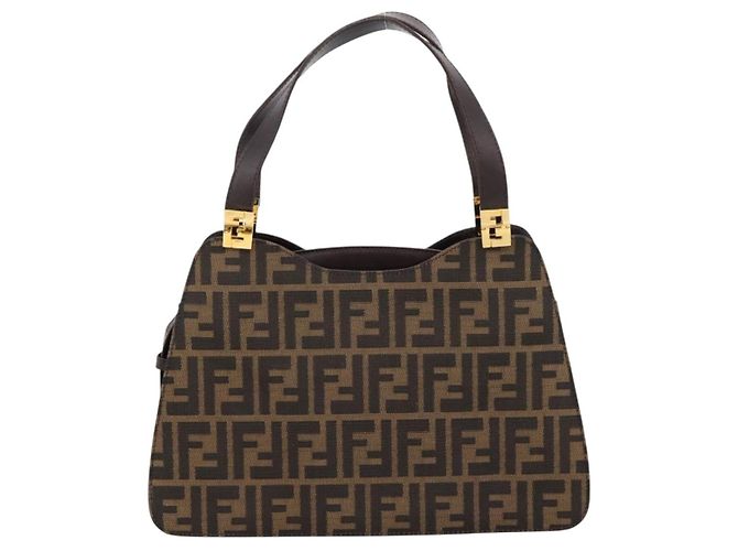 FENDI Zucca Canvas Hand Bag Black Gold Tone - vista 2