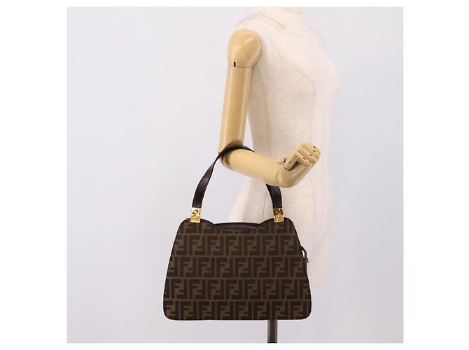 FENDI Zucca Canvas Hand Bag Black Gold Tone - vista 26