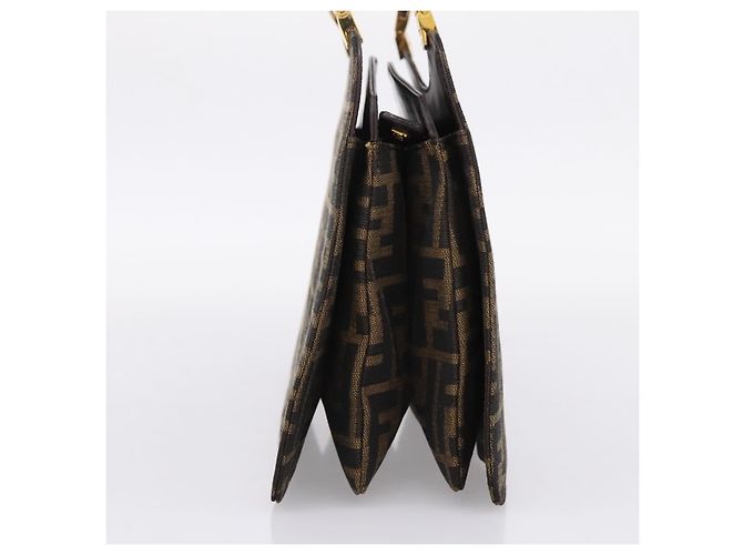 FENDI Zucca Canvas Hand Bag Black Gold Tone - vista 3