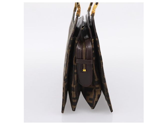 FENDI Zucca Canvas Hand Bag Black Gold Tone - vista 4
