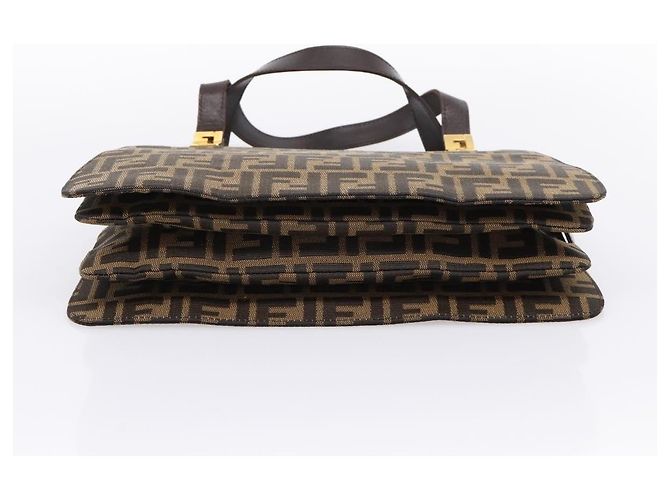 FENDI Zucca Canvas Hand Bag Black Gold Tone - vista 5