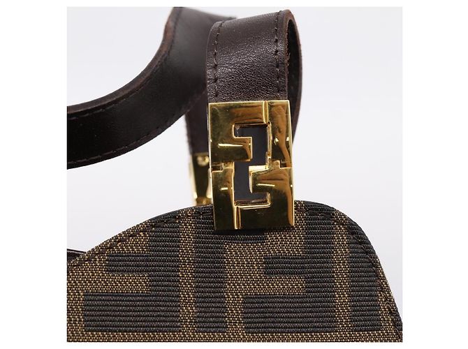 FENDI Zucca Canvas Hand Bag Black Gold Tone - vista 8