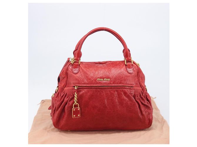 Miu Miu Handtasche Leder 2way Rot Gold - Ansicht 12