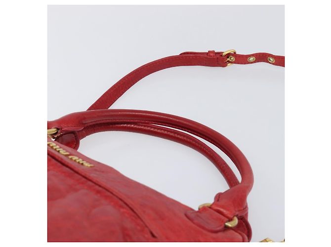 Miu Miu Handtasche Leder 2way Rot Gold - Ansicht 14