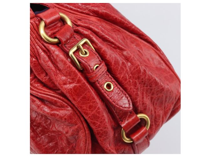 Miu Miu Handtasche Leder 2way Rot Gold - Ansicht 22
