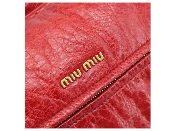 Miu Miu Handtasche Leder 2way Rot Gold - Ansicht 23