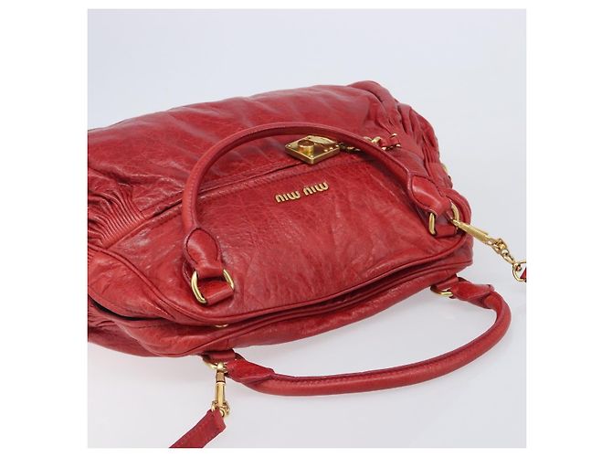Miu Miu Handtasche Leder 2way Rot Gold - Ansicht 6