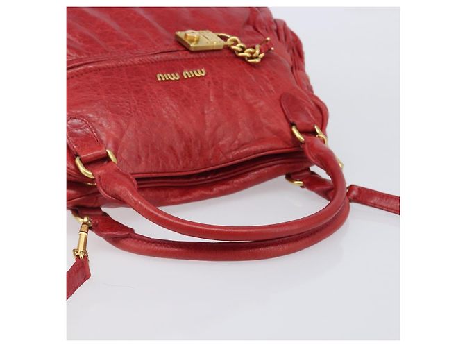Miu Miu Handtasche Leder 2way Rot Gold - Ansicht 7