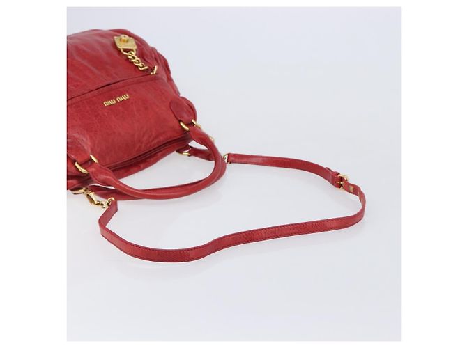 Miu Miu Handtasche Leder 2way Rot Gold - Ansicht 8