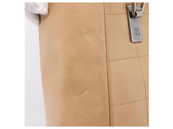 CHANEL Tote Bag Caviar Skin Beige Silver CC - vista 9