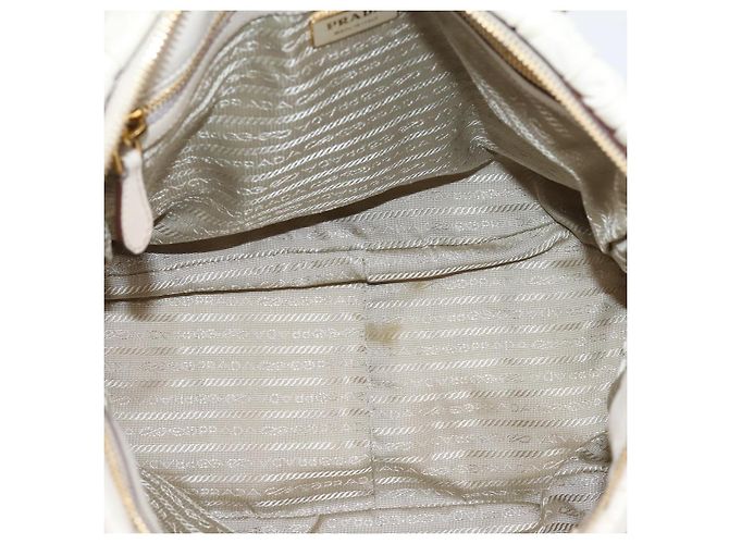 PRADA Gathered Hand Bag Leather 2way Beige Gold - vista 11