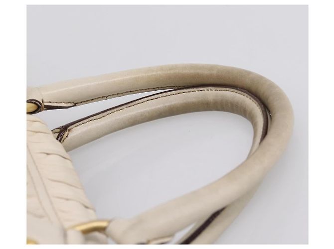 PRADA Gathered Hand Bag Leather 2way Beige Gold - vista 15