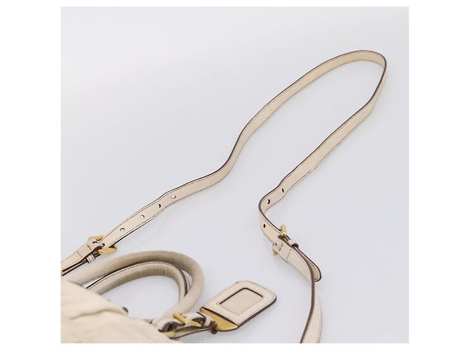 PRADA Gathered Hand Bag Leather 2way Beige Gold - vista 16