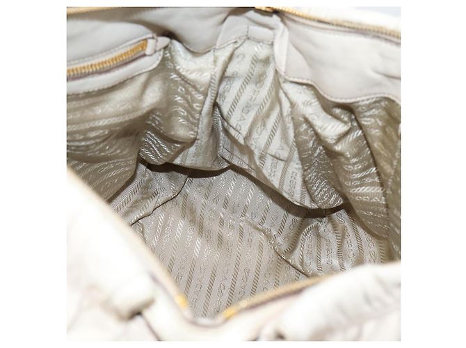 PRADA Gathered Hand Bag Leather 2way Beige Gold - vista 28