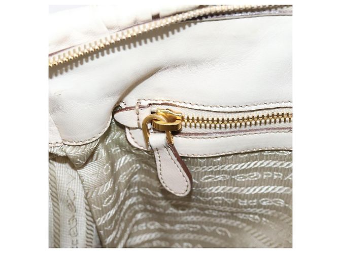 PRADA Gathered Hand Bag Leather 2way Beige Gold - vista 30
