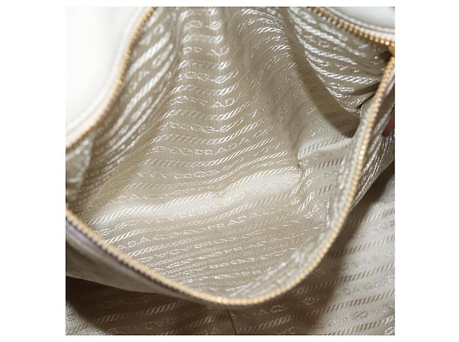 PRADA Gathered Hand Bag Leather 2way Beige Gold - vista 31