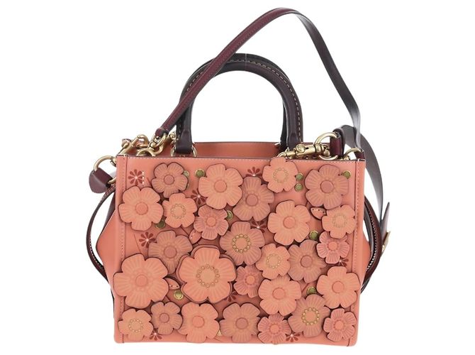 Coach Rogue 25 Hand Bag Leather 2way Pink Gold - vista 13