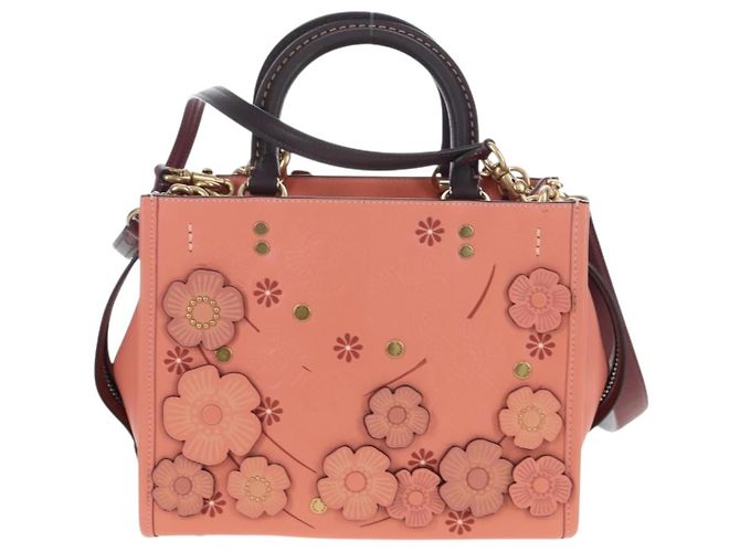 Coach Rogue 25 Hand Bag Leather 2way Pink Gold - vista 2