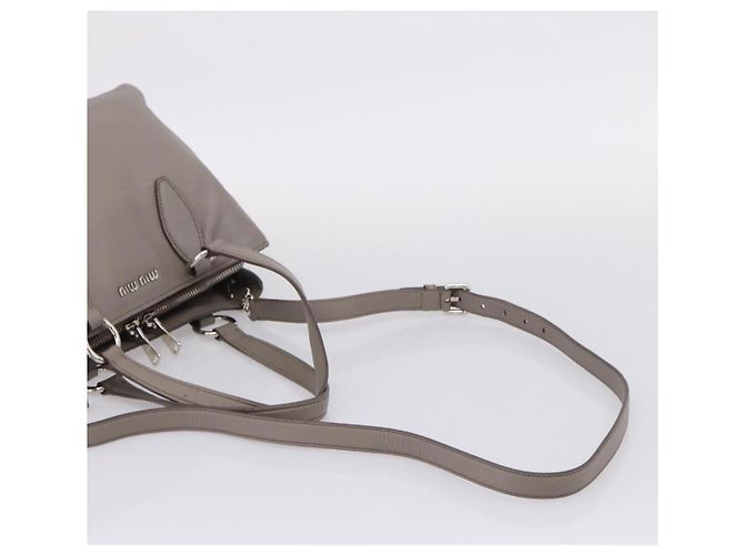 Miu Miu Hand Bag Leather 2way Gray Silver - vista 10
