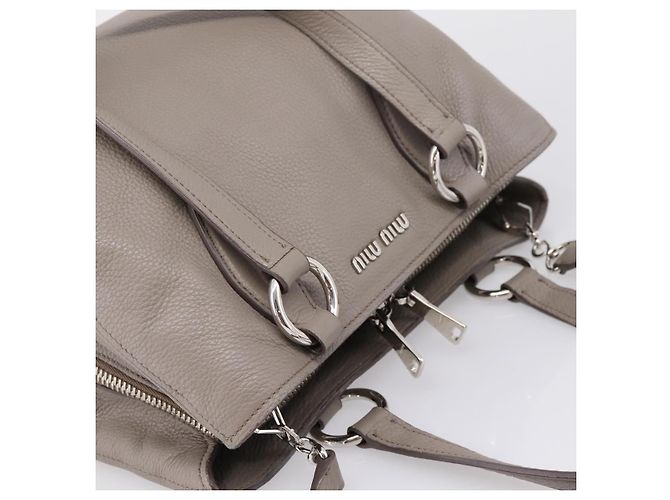 Miu Miu Hand Bag Leather 2way Gray Silver - vista 14