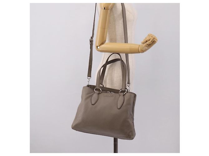 Miu Miu Hand Bag Leather 2way Gray Silver - vista 30