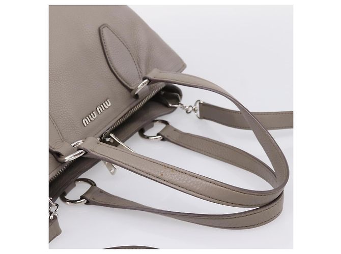 Miu Miu Hand Bag Leather 2way Gray Silver - vista 8