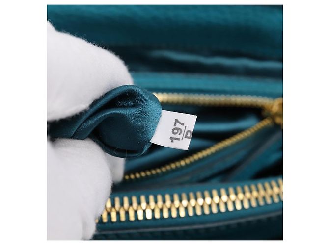 Miu Miu Hand Bag Leather 2way Turquoise Blue Gold Tone - vista 12