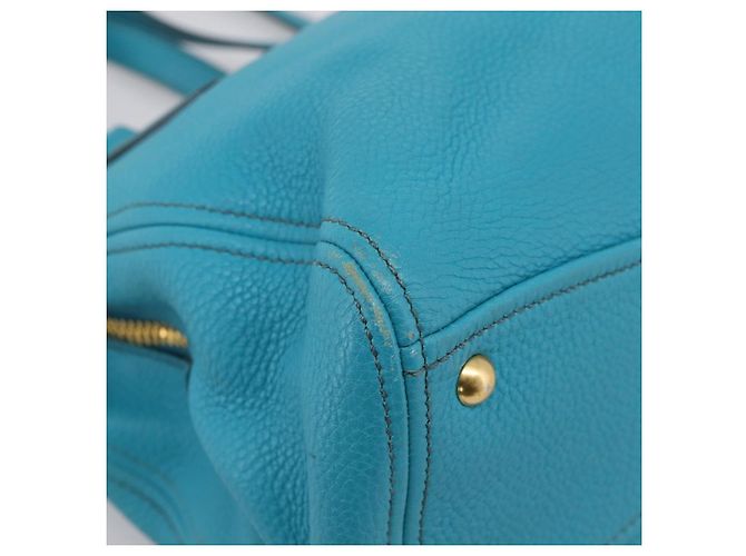 Miu Miu Hand Bag Leather 2way Turquoise Blue Gold Tone - vista 16