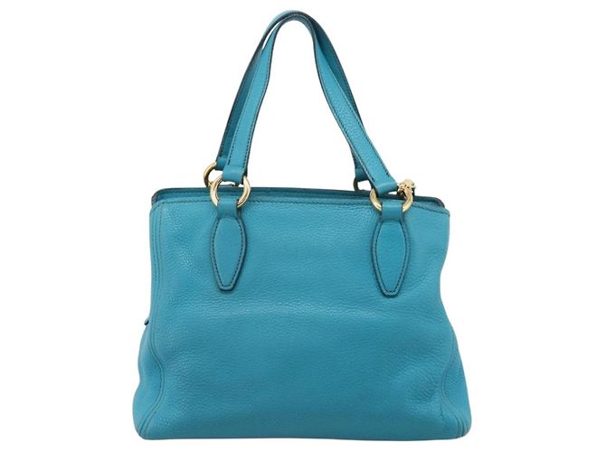 Miu Miu Hand Bag Leather 2way Turquoise Blue Gold Tone - vista 2