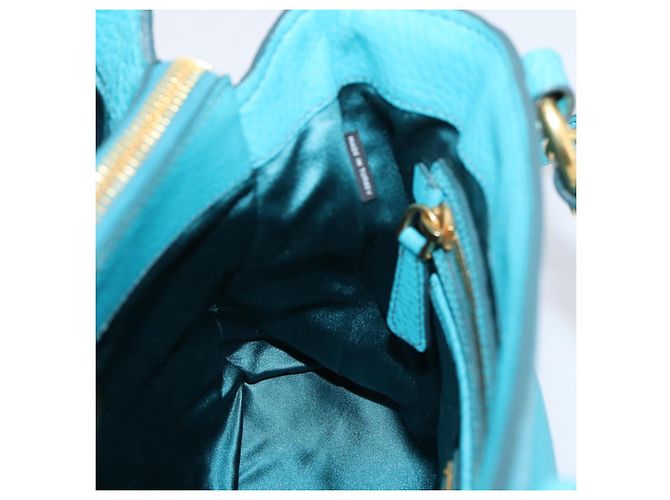 Miu Miu Hand Bag Leather 2way Turquoise Blue Gold Tone - vista 23