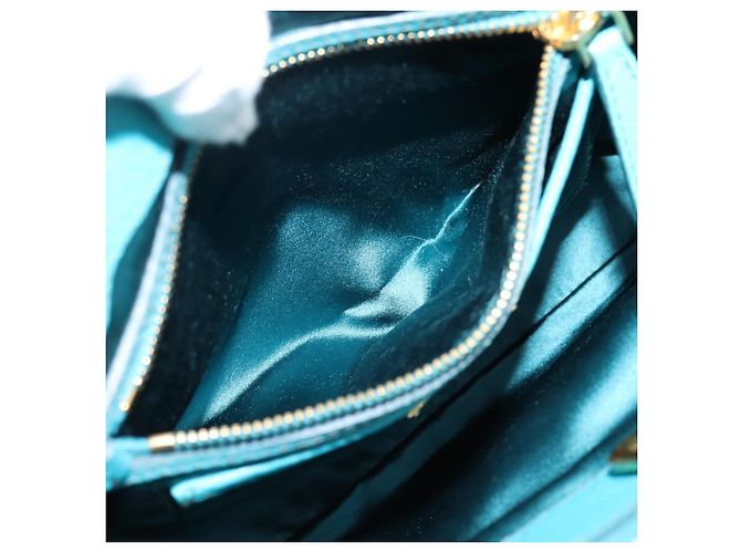 Miu Miu Hand Bag Leather 2way Turquoise Blue Gold Tone - vista 25