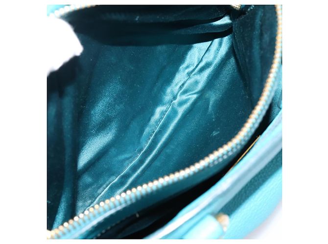 Miu Miu Hand Bag Leather 2way Turquoise Blue Gold Tone - vista 28